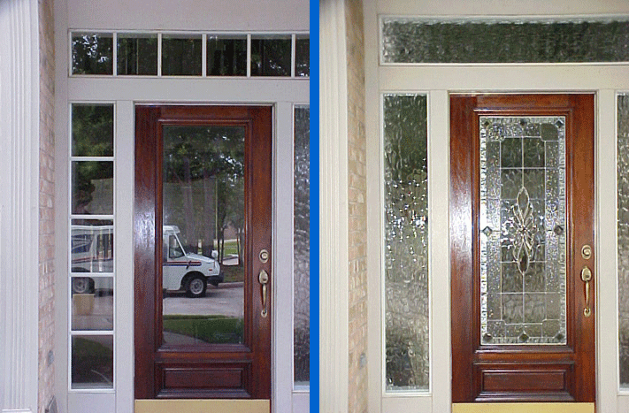 Clear to
                                      Textured Replacement Option with a
                                      Custom Leaded Glass Panel